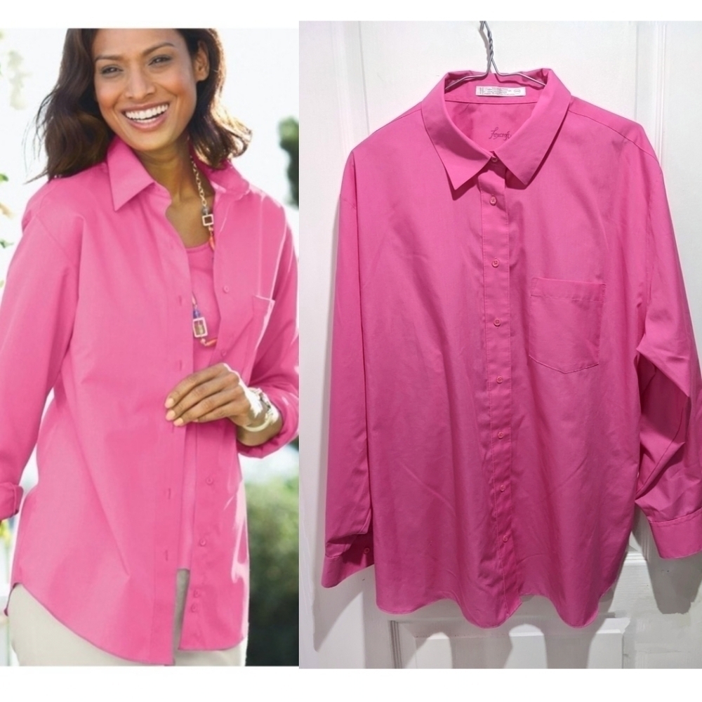 Foxcroft | Non-iron Classic Fit Solid Shirt in Pink